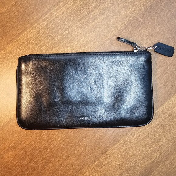 Coach Vintage Black Leather Slim Pouch - USA 90s - Picture 2 of 5